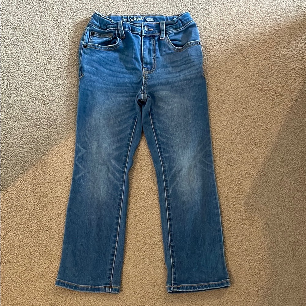 Cat & Jack Blue Straight-Leg Jeans Boys Size 7 Stretch Almost New Condition